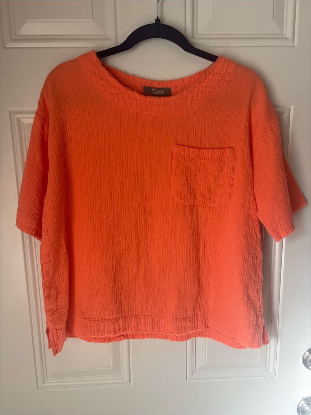 Natural Reflections Short Sleeve Gauze Tee in Orange